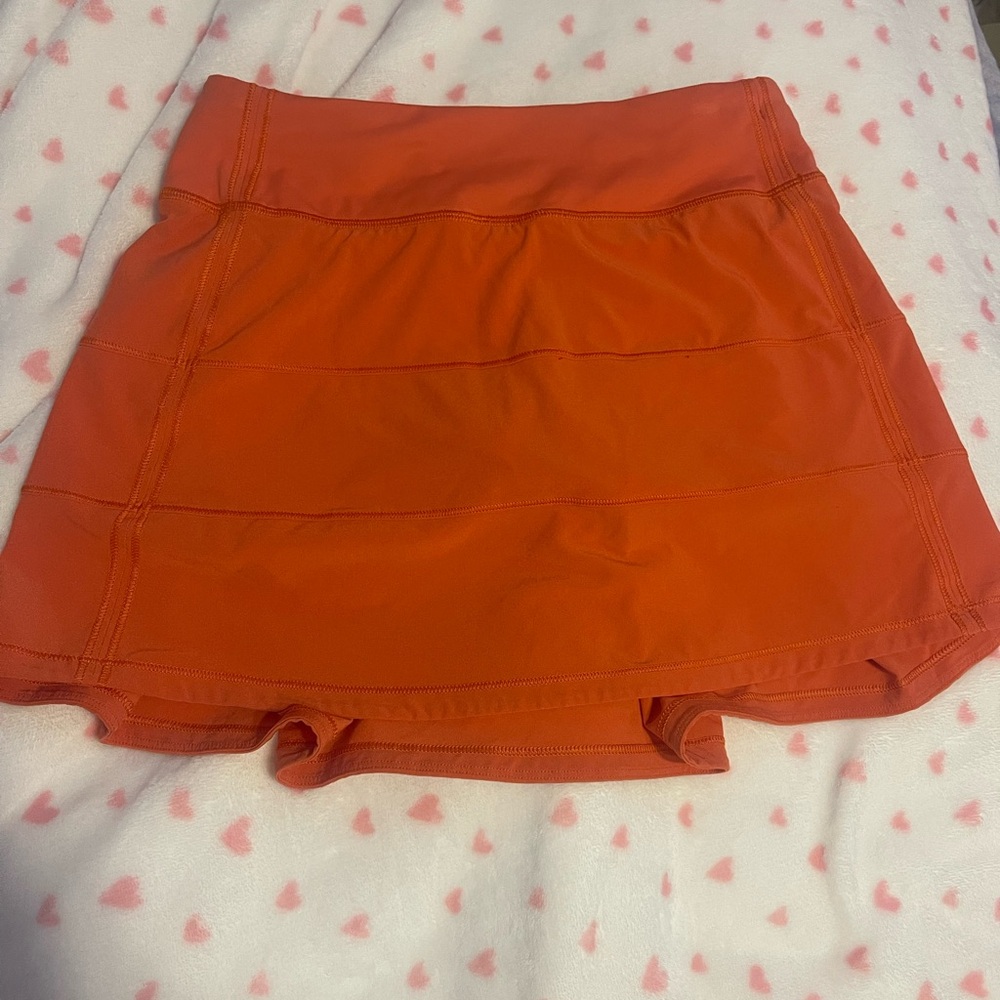lululemon orange pace rival skirt